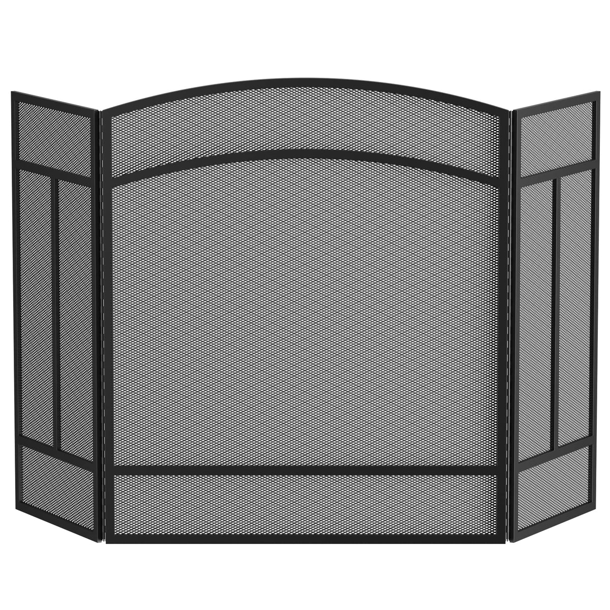 Black 3 Panel Wrought Iron Fireplace Screen R692702
