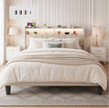 Beige Queen Size Upholstered Platform Bed Frame with Headboard R17394