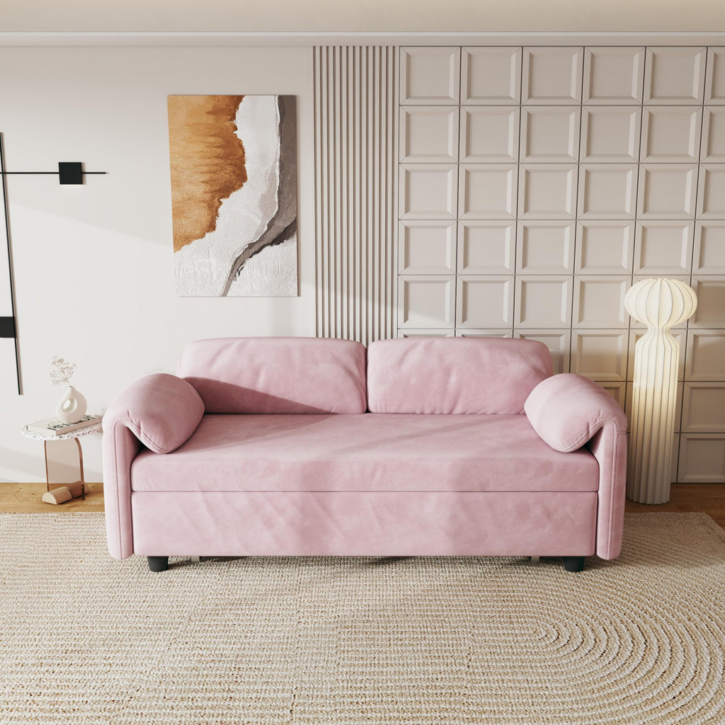 Pink Velvet 3 in 1 Convertible Sofa Bed P249247