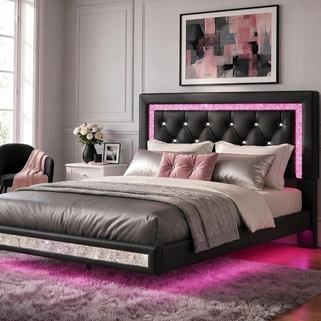 Floating Bed Frame Full with LED Lights R79398