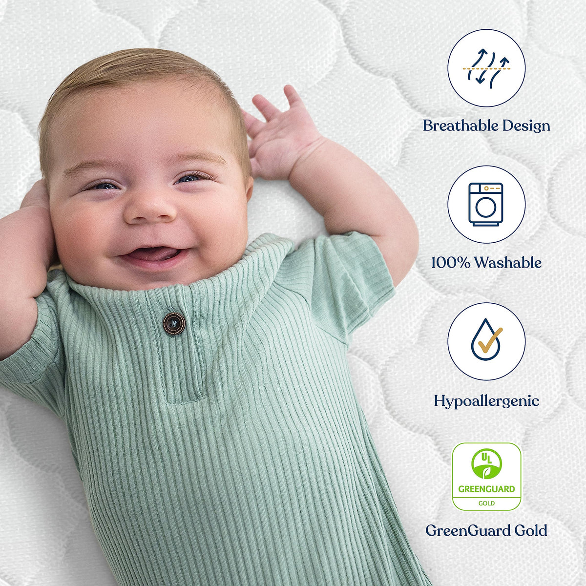 100% Breathable Dual Sided 2-Stage Crib & Toddler Mattress A787474