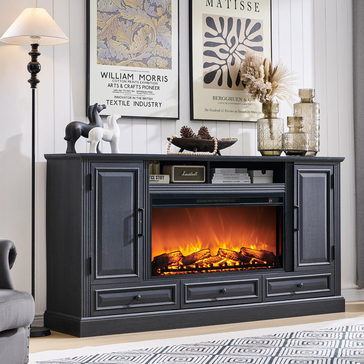 Black Fireplace TV Stand F2642