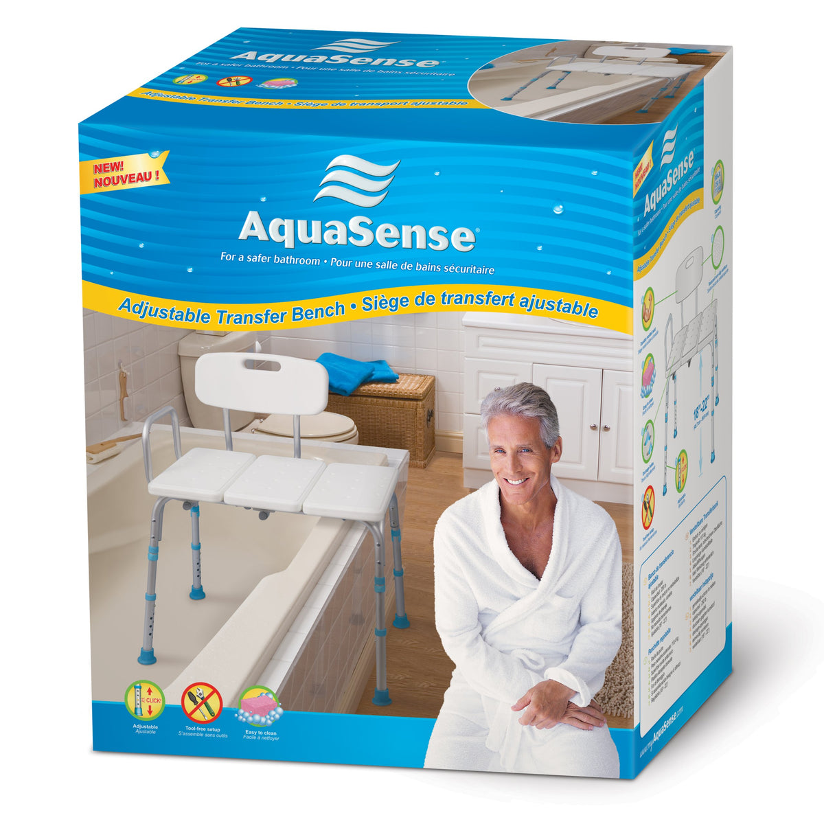 Adjustable Bath and Shower Bench with Reversible Backrest R6142