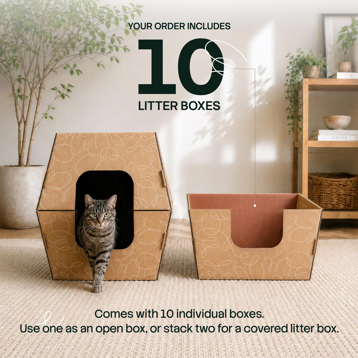 10 Pack Extra Large High Sided Leak Resistant Cardboard Cat Litter Boxes Q53025
