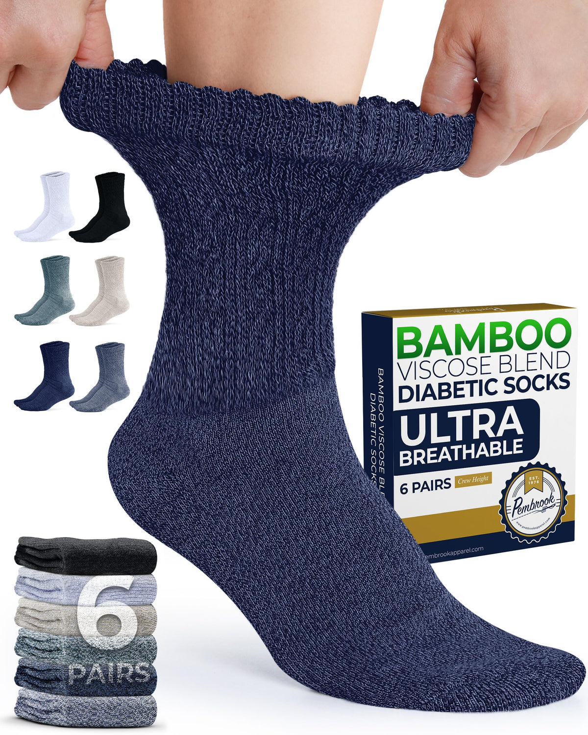 Cable Knit Bamboo Viscose Diabetic Socks 6 Pairs O866
