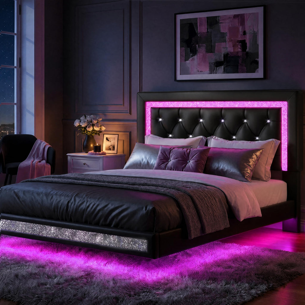 Floating Bed Frame Full with LED Lights R79398