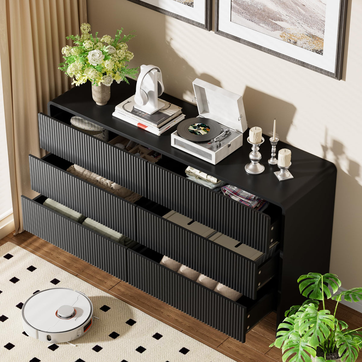 Black 6 Drawer Dresser V330930