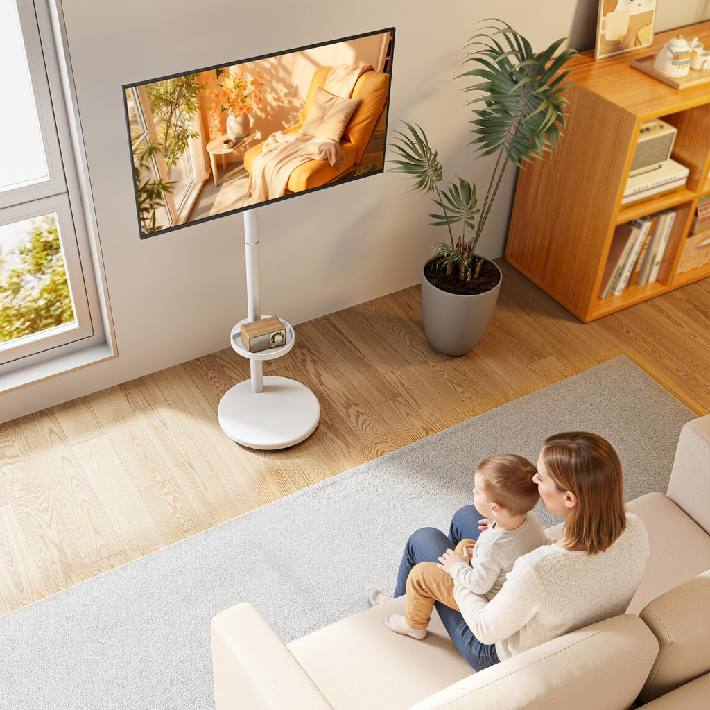 White Rolling TV Stand S971
